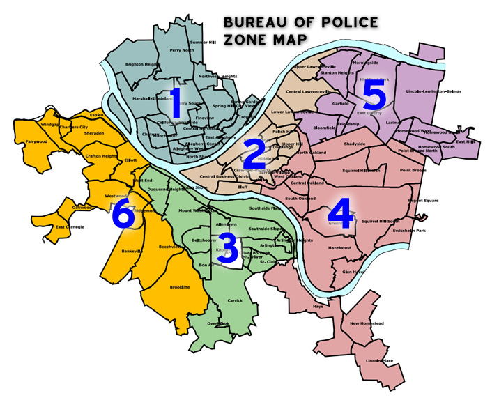 Map of Pittsburgh Police Zones